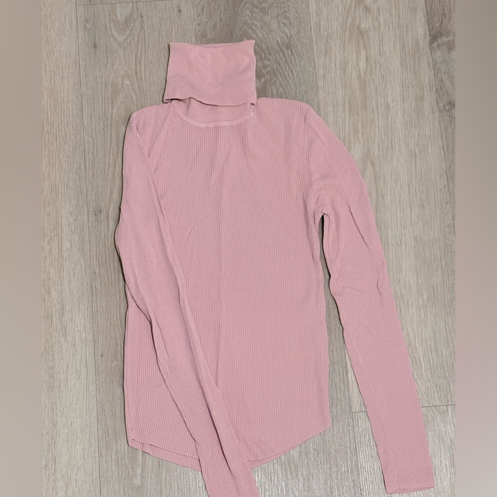 Zara Pink Ribbed Turtleneck Long Sleeve Top – Size S